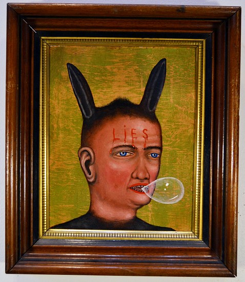 FRED STONEHOUSE, LIES
acrylic on panel with antique frame