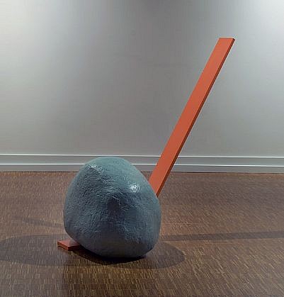 TYLER BEARD, THE TALE OF THE BOULDER THAT SAT ON THE PLANK
plaster, stucco mesh, paint, wood and Formica