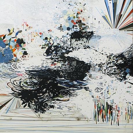 REED DANZIGER, DOWNBURST
oil, pencil, pigment, shellac on paper on panel