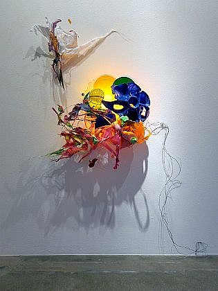 JUDY PFAFF, CRAZY FOR LOVE
steel wire, plastics, shellacked Chinese paper lanterns, and flourescent light