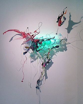 JUDY PFAFF, SING LIKE THE BIRDS SING
steel wire, plastics, shellacked Chinese paper lanterns, and flourescent light