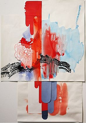 KATY STONE, RUNNING COLORS (PATRIOT FALL)
acrylic on Duralar and paper collage