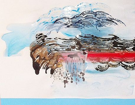 KATY STONE, CRUMB STORM 3
acrylic on Duralar and paper collage
