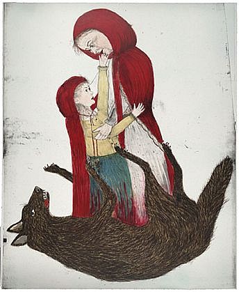 KIKI SMITH, BORN 3/5
lithograph with hand additions