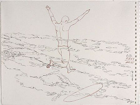 JACK BALAS, HNL O7 #49 JUMP SURFBOARD
ink on paper