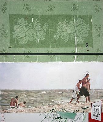 JACK BALAS, THE NATURE OF SAND
oil & enamel on canvas w/bath towel
