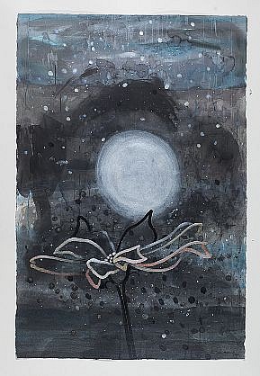 ANA MARIA HERNANDO, NIEVE NEGRA CAYENDO EN UNA NOCHE
(BLACK SNOW FALLING IN A WHITE NIGHT)
acrylic and acrylic ink on paper
