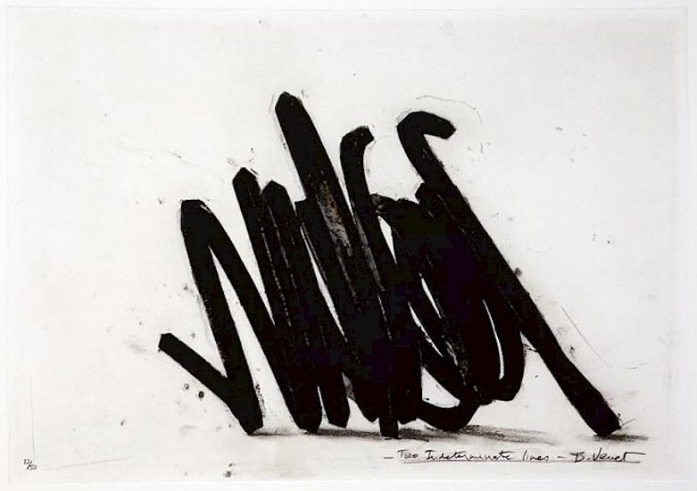 BERNAR VENET, TWO INDETERMINATE LINES  38/50  EP6
polymer gravure, etching, carborundum, wiping and photo-etching