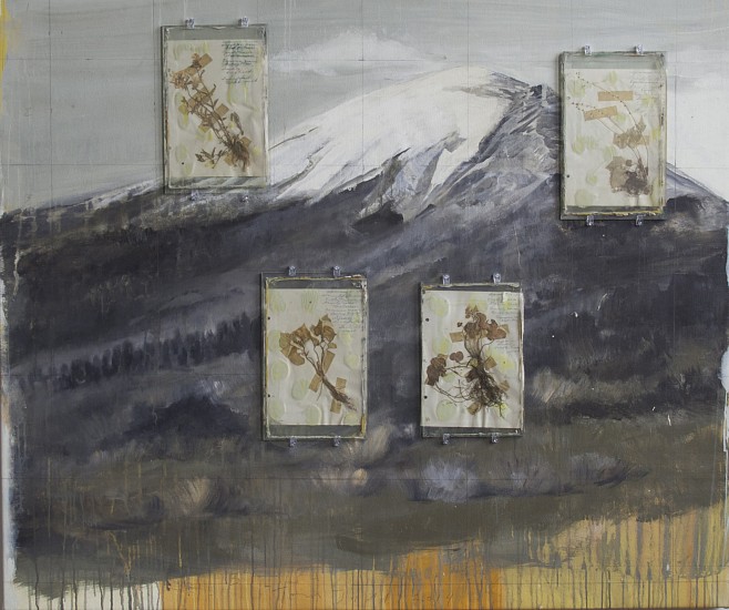 TOM JUDD, THE CENTRAL FLAW
oil on canvas with glass panels and collage