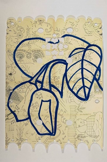 ANA MARIA HERNANDO, JANUARY IN SALAKAWASI I (Enero en Salakawasi, I)
oil and acrylics on paper with printed embroidery patterns