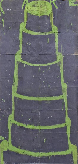 GARY KOMARIN, CAKE, STACKED GREEN ON GRAY
acrylic on paper