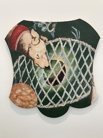 KIM DICKEY, DOG WITH NET "The Hunt"
glazed  terracotta