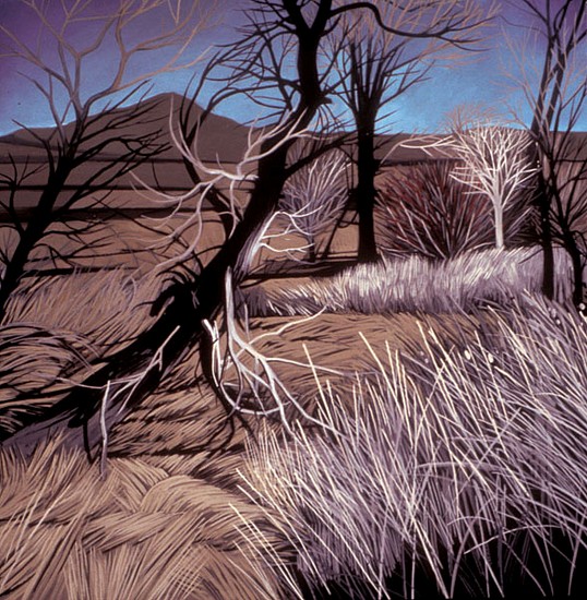 KAREN KITCHEL, BLUE SKIES WITH DEAD LEANING TREE
oil on panel