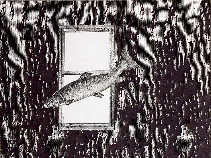 STACEY STEERS, PHANTOM CANYON (FISH FLYING BY WINDOW)
collage