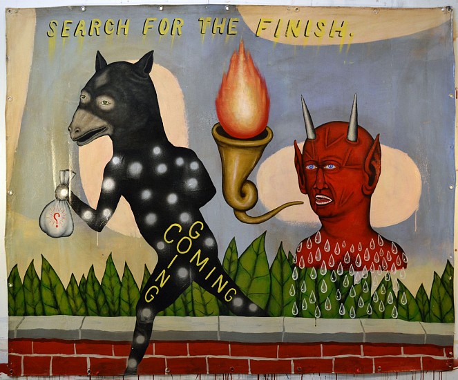 FRED STONEHOUSE, SEARCH FOR THE FINISH
acrylic on canvas banner