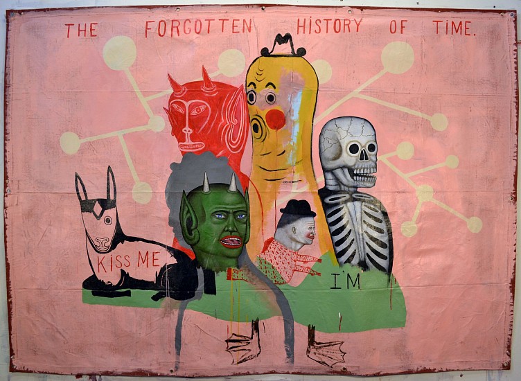 FRED STONEHOUSE, FORGOTTEN HISTORY OF TIME
acrylic on canvas banner