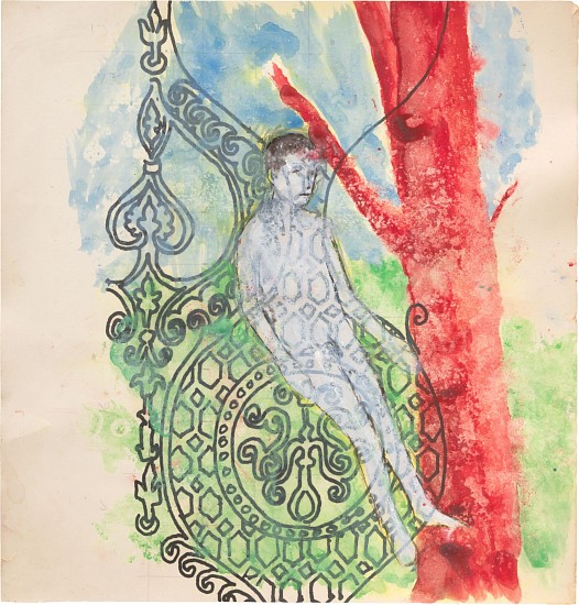ENRIQUE MARTÍNEZ CELAYA, BOY AND RED TREE
watercolor on paper