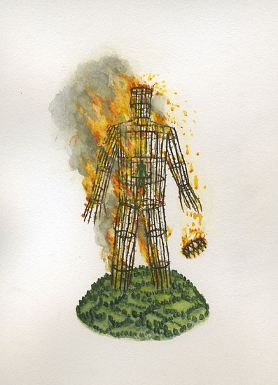 KAHN + SELESNICK, MADAME LULU'S BOOK OF FATE TAROT COSTUME DRAWING: 10 OF WANDS
watercolor on paper