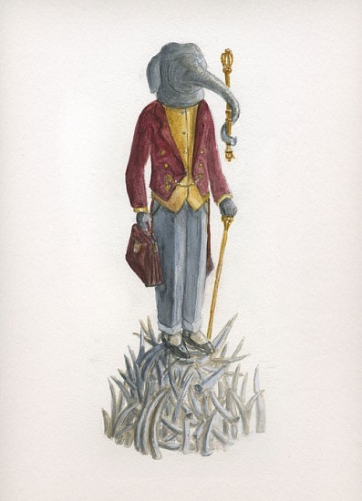 KAHN + SELESNICK, MADAME LULU'S BOOK OF FATE TAROT COSTUME DRAWING: THE EMPEROR
watercolor on paper