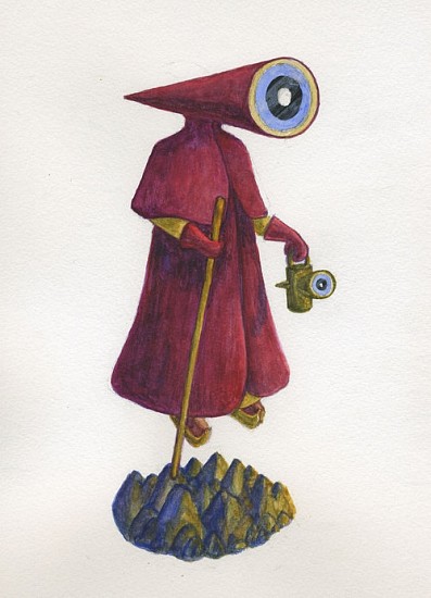KAHN + SELESNICK, MADAME LULU'S BOOK OF FATE TAROT COSTUME DRAWING: THE HERMIT
watercolor on paper