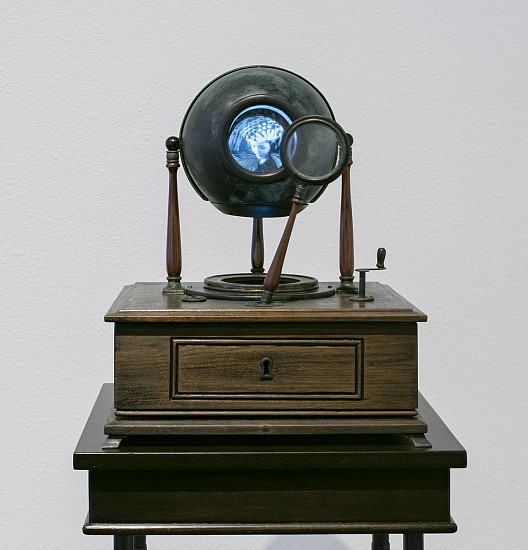 STACEY STEERS, METROMETER
wood, digital screen, video, antique brass and mixed media