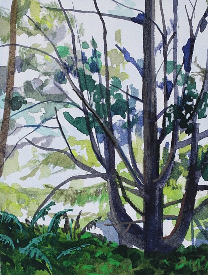 CLAIRE SHERMAN, TREE AND FERNS
mixed media on paper