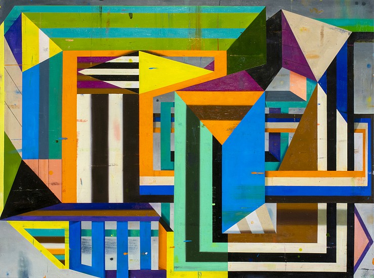 DEBORAH ZLOTSKY, STRIPES AND TRIANGLES 2
oil on canvas