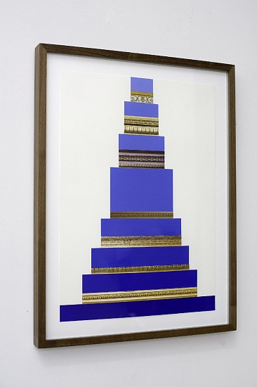 DERRICK VELASQUEZ, TRIM VOID (Blue Stack)
oil and collage on paper