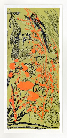 JUDY PFAFF, VIEW 1: THE GARDEN 5/12
screen print, woodcut Sumi ink and shellac on Kozo