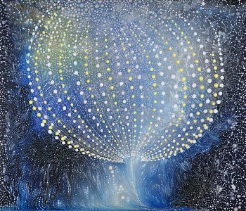 takenaga icy blue 2014 36x42 a wood panel