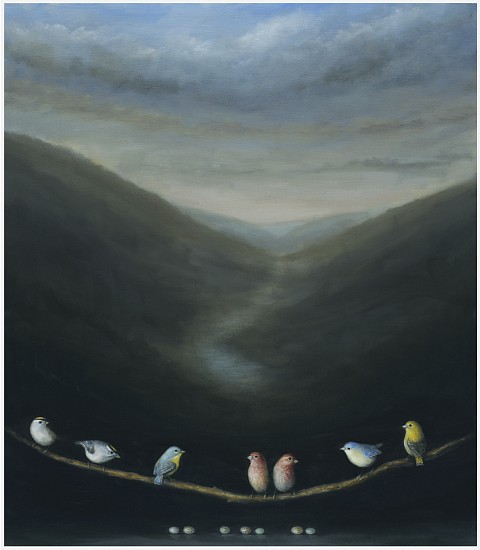 DAVID KROLL, LANDSCAPE (SEVEN BIRDS)
oil on linen