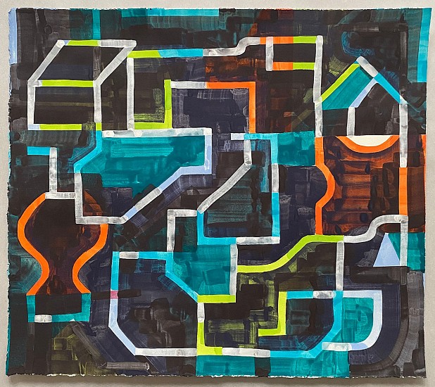 JASON KAROLAK, SCAFFOLD<br />
gouache, ink and acrylic on paper
