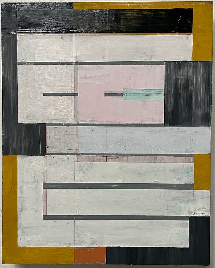 LLOYD MARTIN, WHITE STACK<br />
oil and mixed media on panel